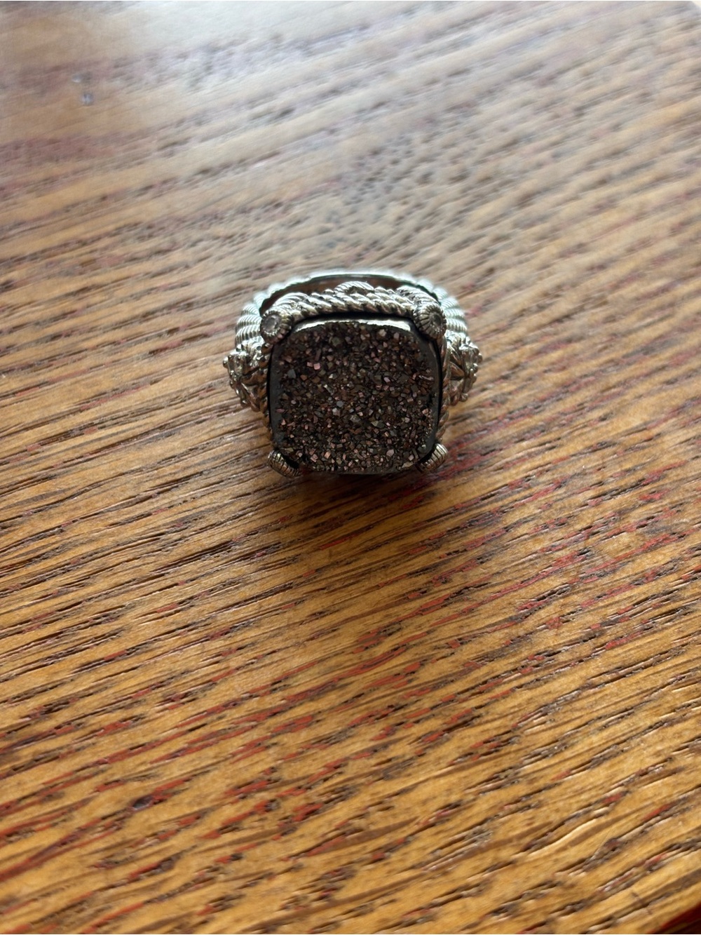 Judith Ripka Sparkling Square Druzy Statement Ring - Sterling Silver